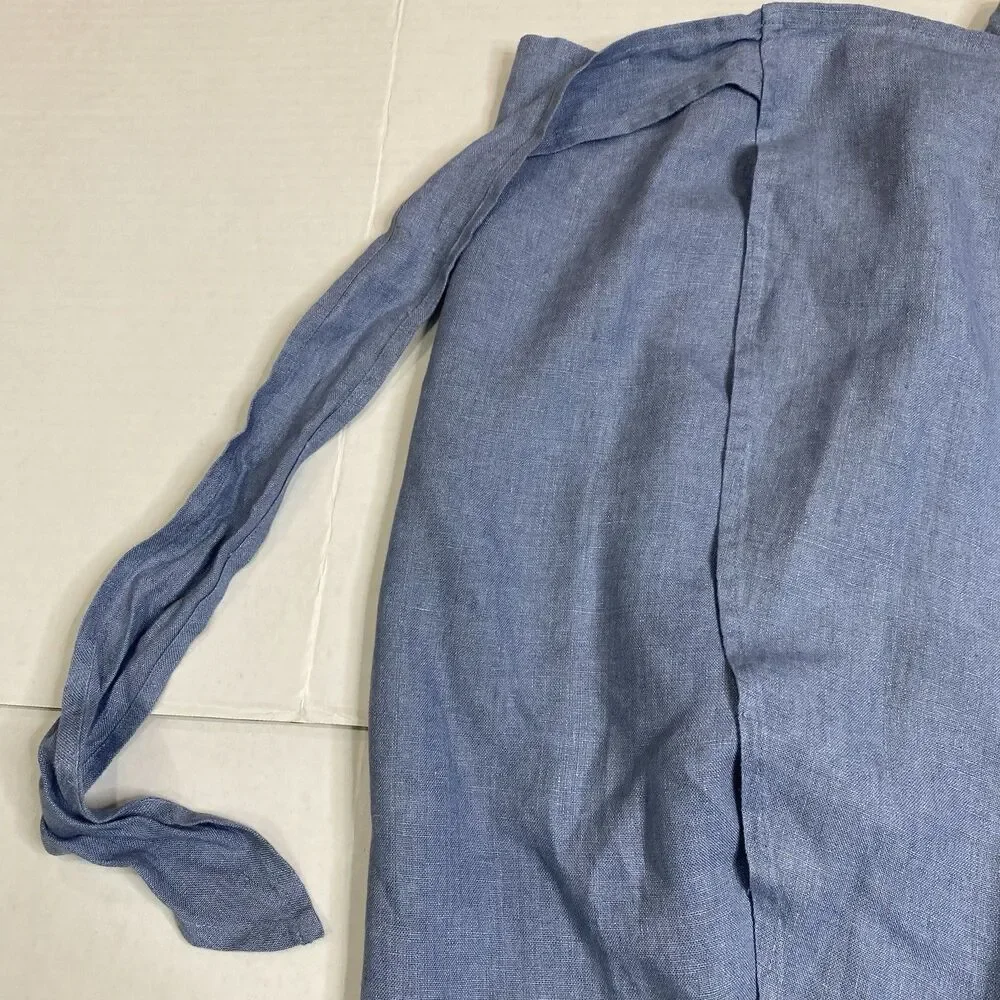 Polo Ralph Lauren Linen Tie Wrap Skirt Blue Size Small